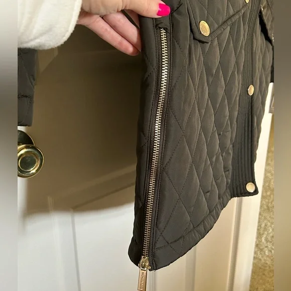 Women’s Faux-Fur-Collar Quilted Coat by Michael Kors - Picture 3 of 15